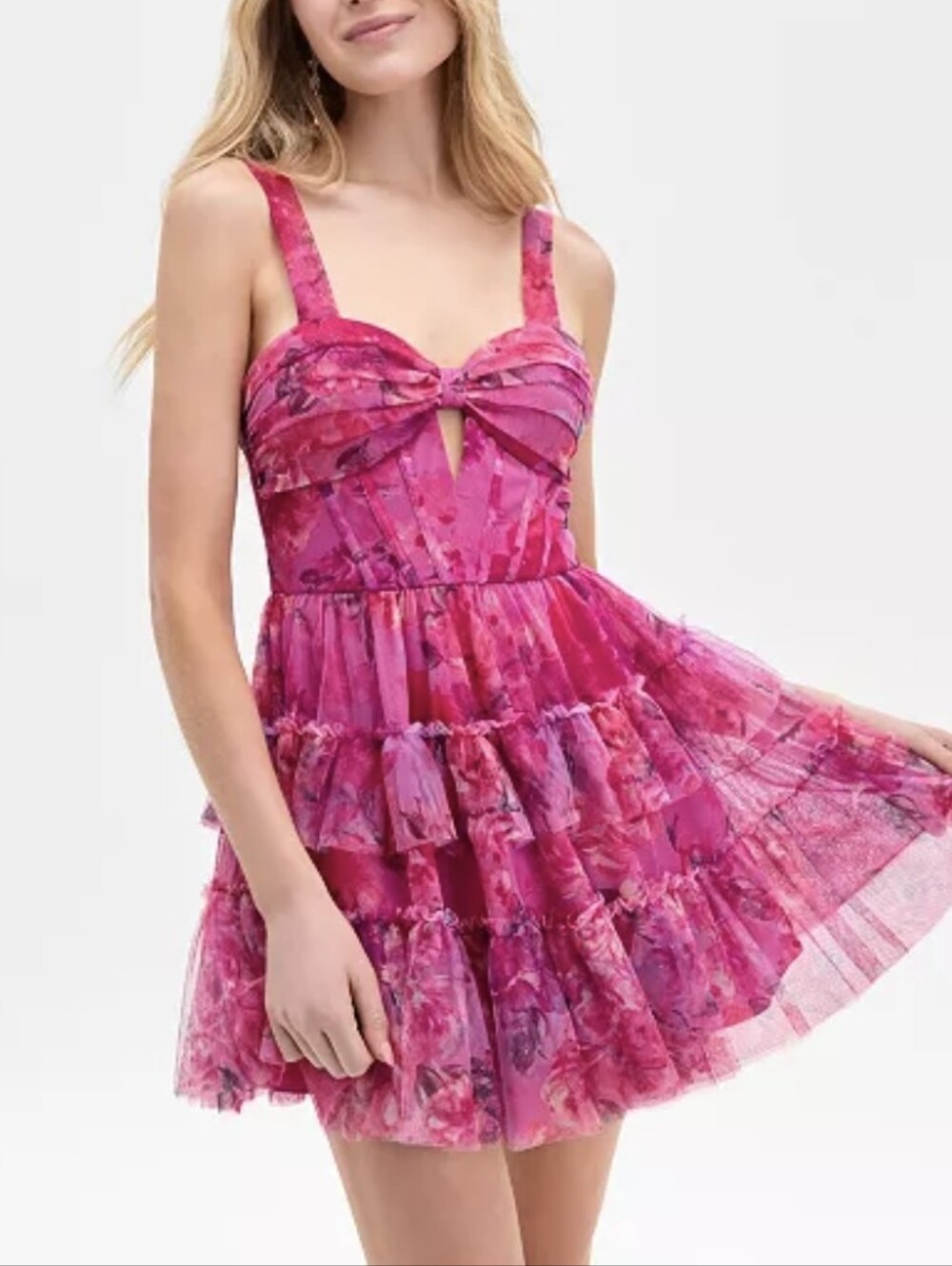 SENI & CADE Dress Mini Sweetheart Floral Corset Fit And Flare Party Pink XL NWT